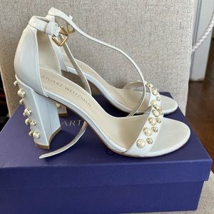 Stuart Weitzman pearls white heels size 9. Great condition. Great bridal shoes